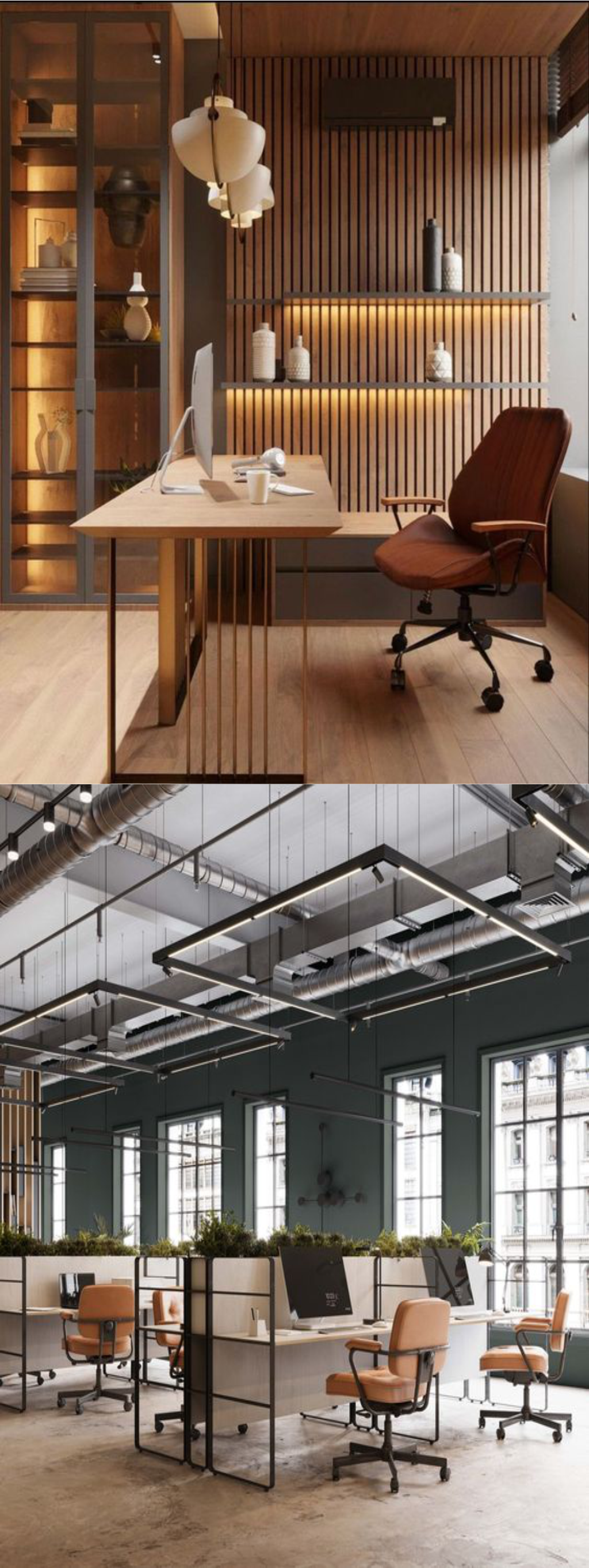contoh referensi design interior office kantor bogor gaya minimalis modern dan industrial open plan