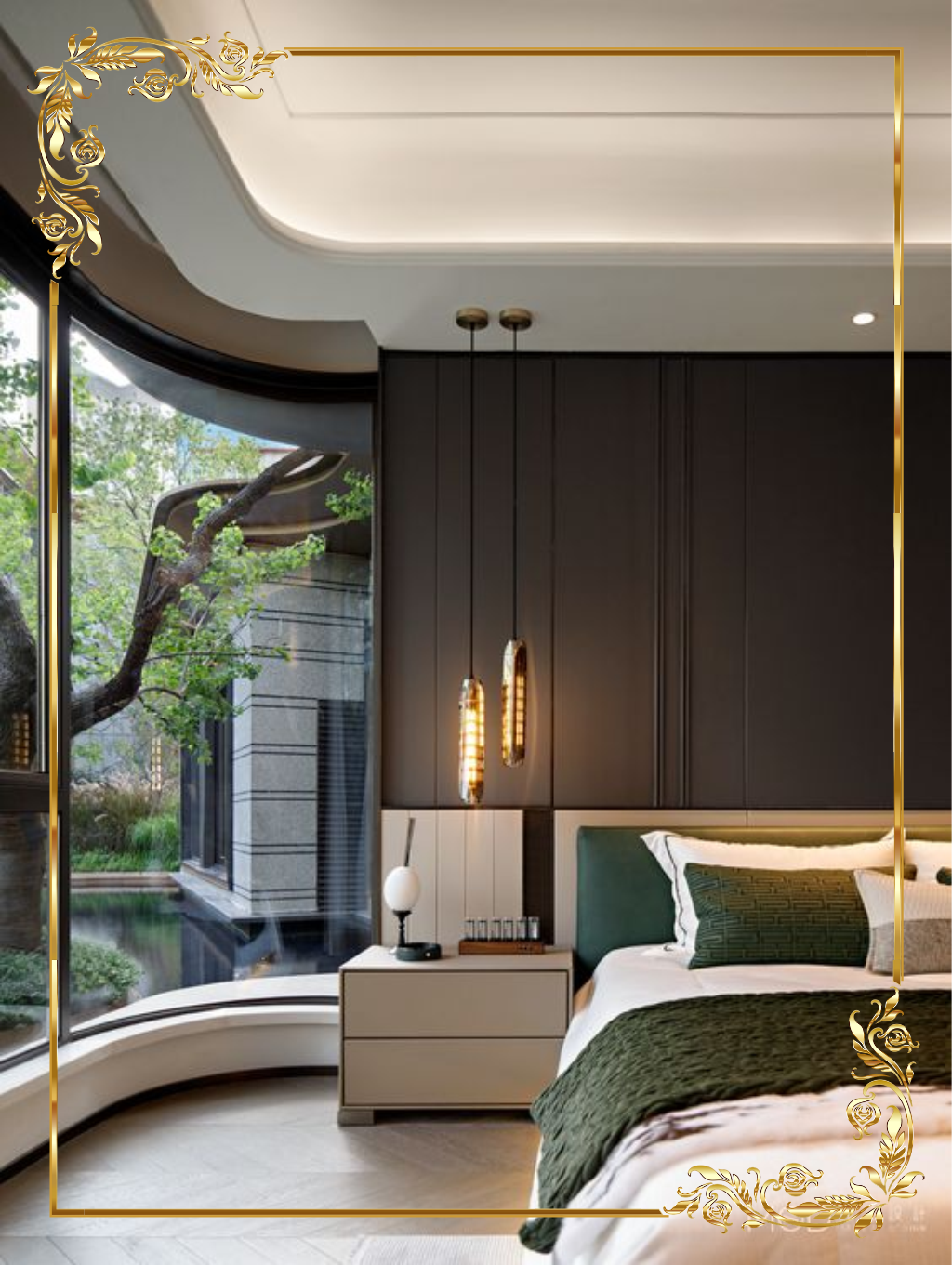 design interior kamar tidur bedroom hitam elegan di Jakarta Barat