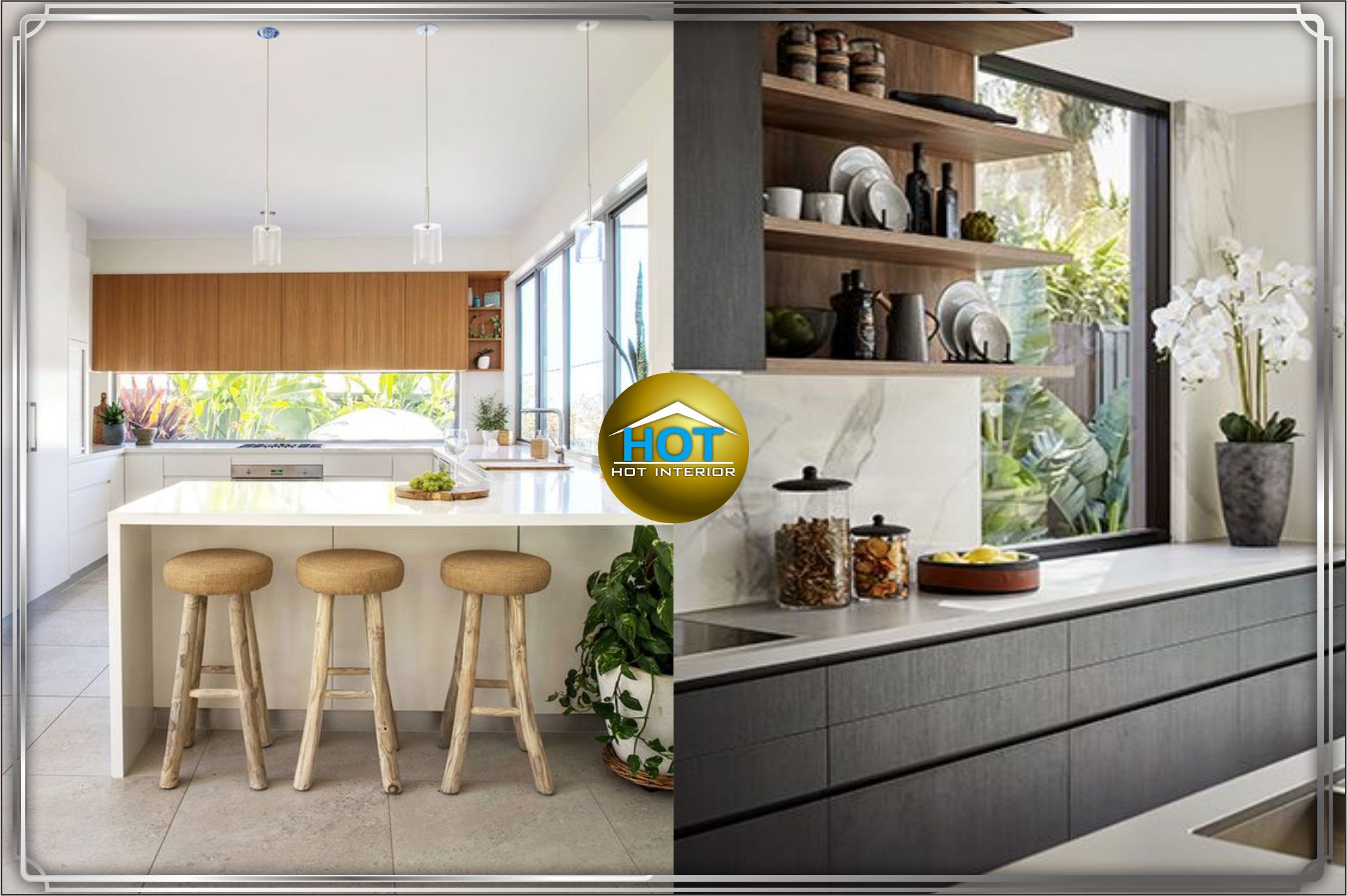 design kitchen dengan sentuhan tumbuhan hijau tropis